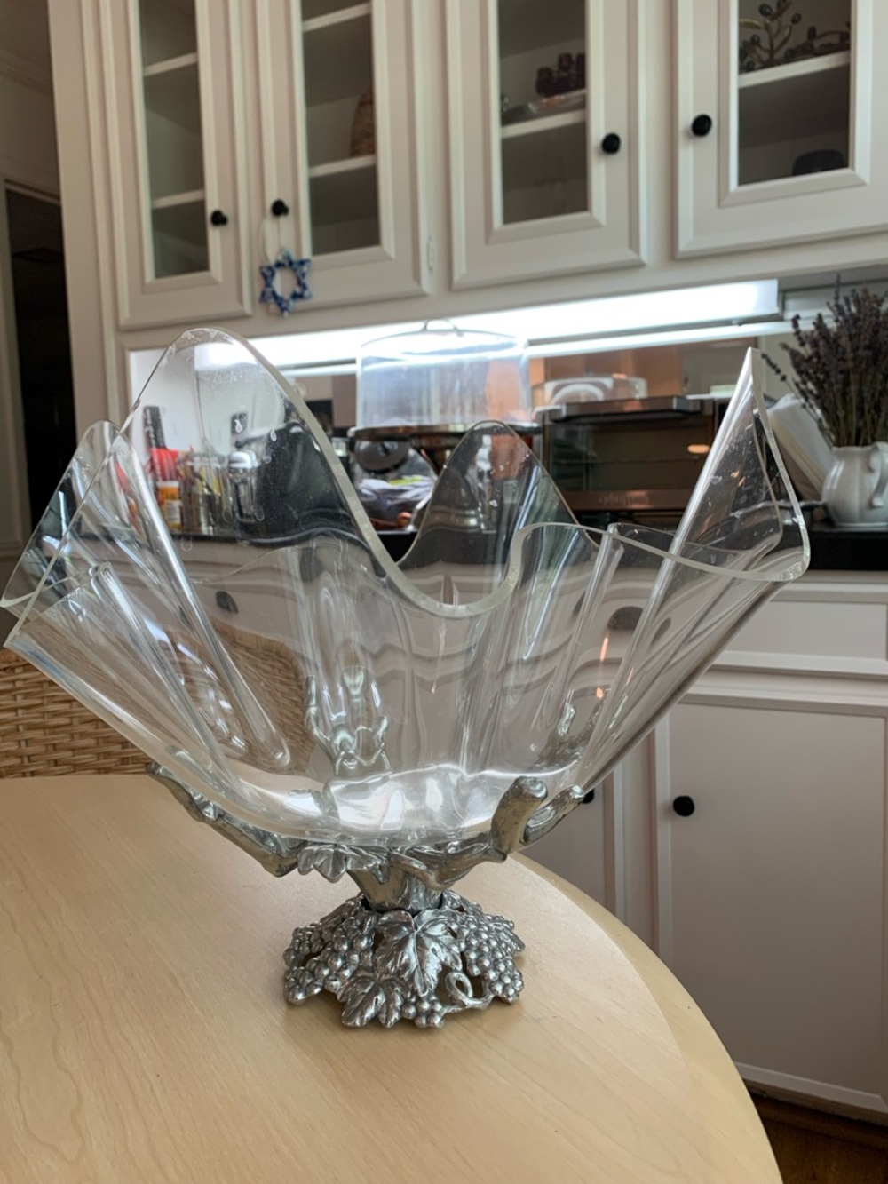 Arthur Court Clear Acrylic and Cast Aluminum Serving Bowl